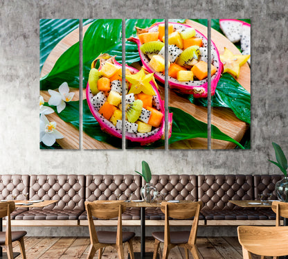 Exotic Fruit Salad in Dragon Fruit Canvas Print ArtLexy   