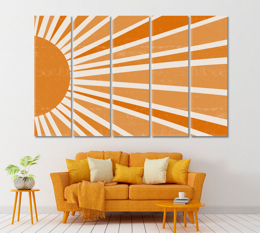 Abstract Minimalist Sunset Canvas Print ArtLexy 5 Panels 36"x24" inches 