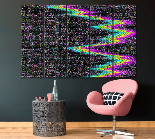 Pixel Noise Abstract Pattern TV Signal Fail Canvas Print ArtLexy 5 Panels 36"x24" inches 