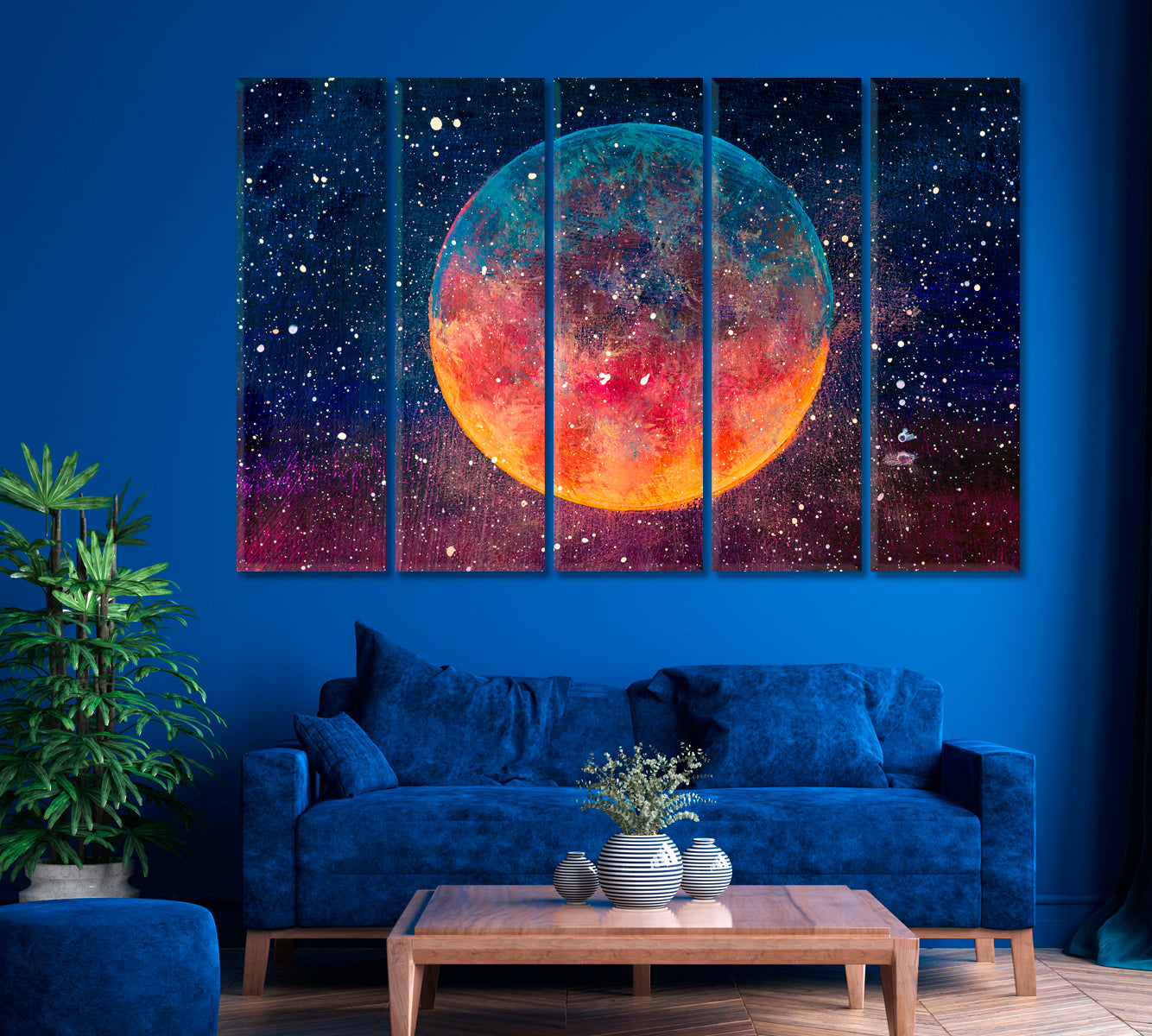 Fantasy Space Canvas Print ArtLexy 5 Panels 36"x24" inches 