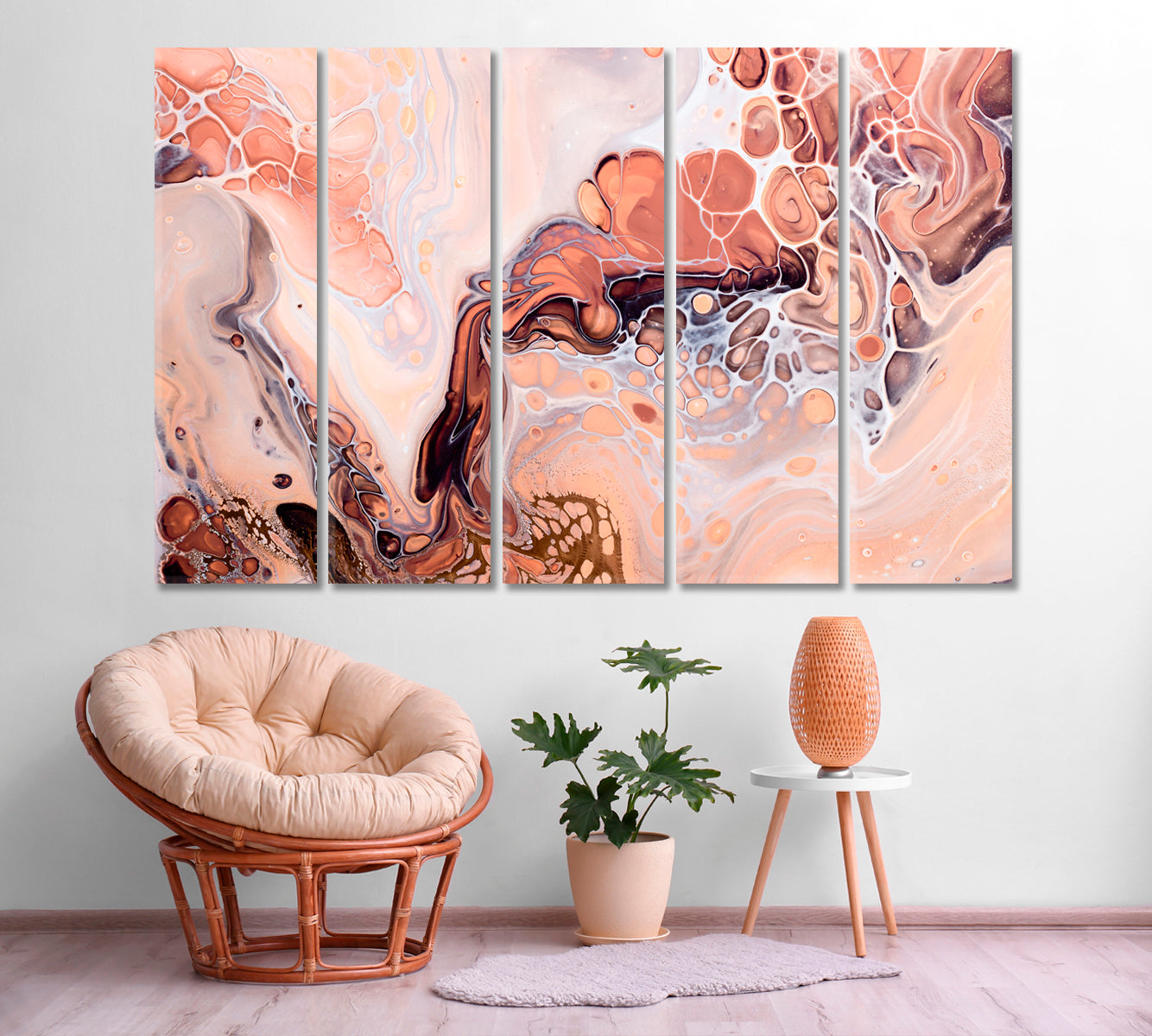 Pastel Colors Acrylic Bubbles Abstract Design Canvas Print ArtLexy 5 Panels 36"x24" inches 