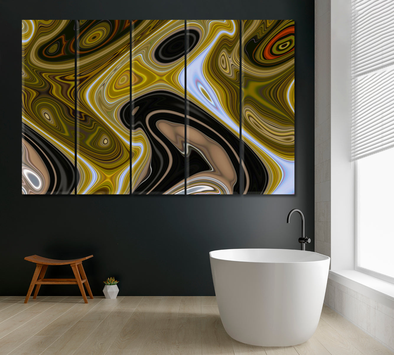 Abstract Psychedelic Swirl Pattern Canvas Print ArtLexy 5 Panels 36"x24" inches 