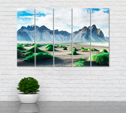 Beach Stokksness Iceland Canvas Print ArtLexy 5 Panels 36"x24" inches 
