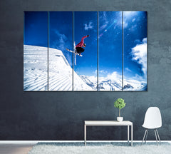 Freestyle Skier Jump Canvas Print ArtLexy 5 Panels 36"x24" inches 