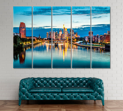 Frankfurt am Main Skyline at Dusk Germany Canvas Print ArtLexy 5 Panels 36"x24" inches 