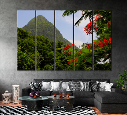 Gros Piton Mountain Canvas Print ArtLexy 5 Panels 36"x24" inches 