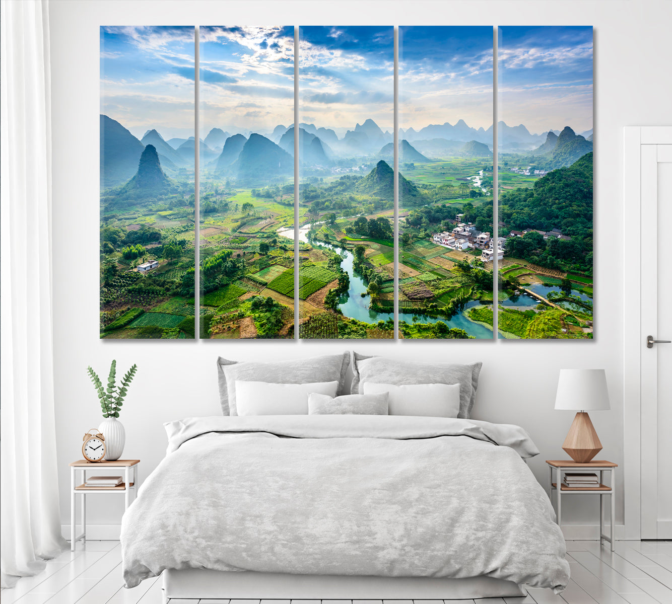 Nature Landscape Guilin China Canvas Print ArtLexy 5 Panels 36"x24" inches 
