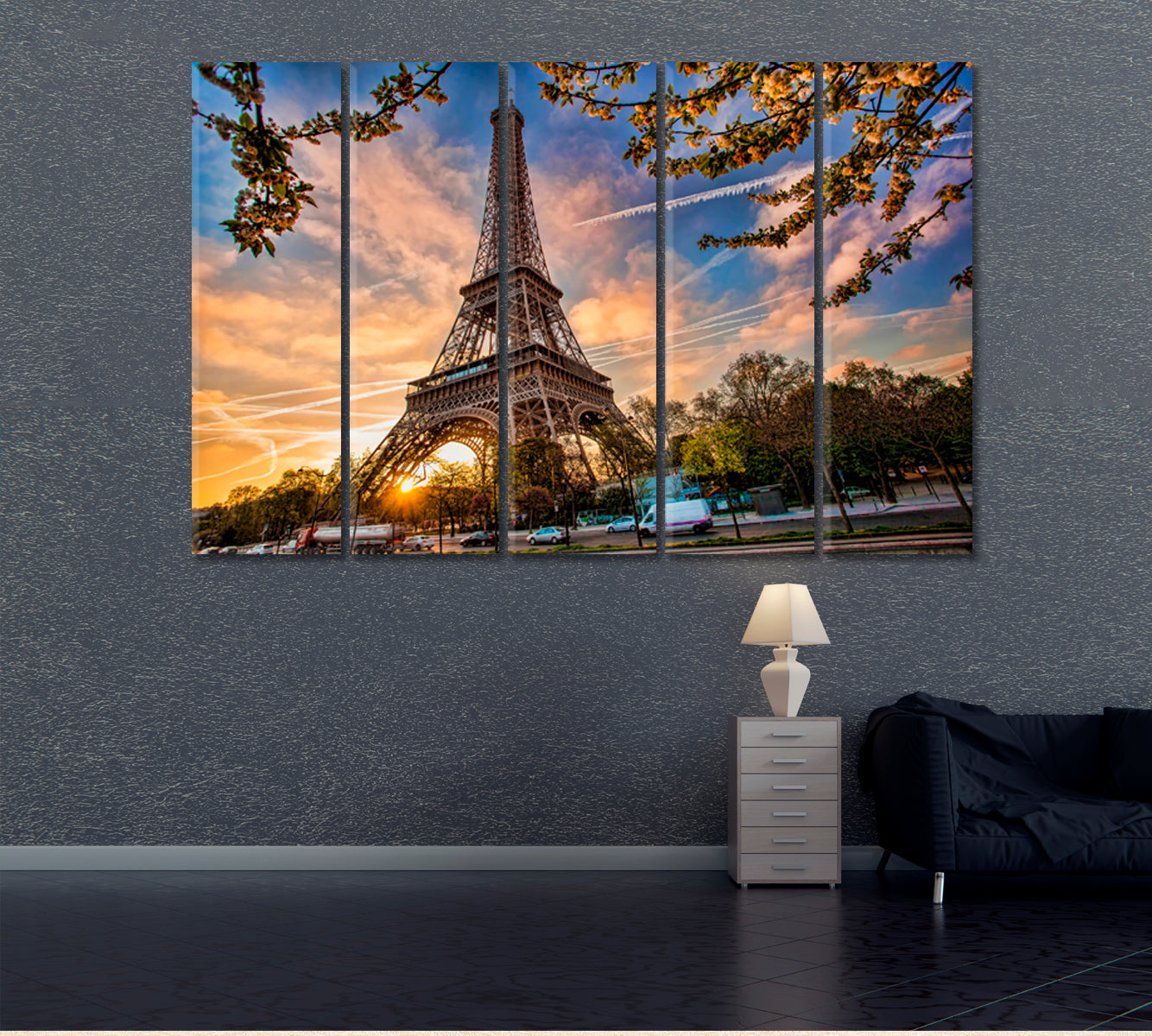 Eiffel Tower in Spring Paris France Canvas Print ArtLexy 5 Panels 36"x24" inches 