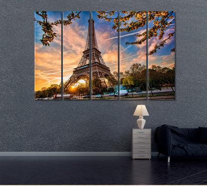 Eiffel Tower in Spring Paris France Canvas Print ArtLexy 5 Panels 36"x24" inches 