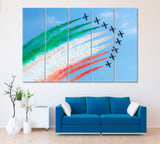 Aerobatic of Italian Team Frecce Tricolori in Russia Canvas Print ArtLexy 5 Panels 36"x24" inches 
