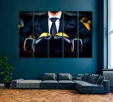 Businessman with Boxing Gloves Canvas Print ArtLexy 5 Panels 36"x24" inches 