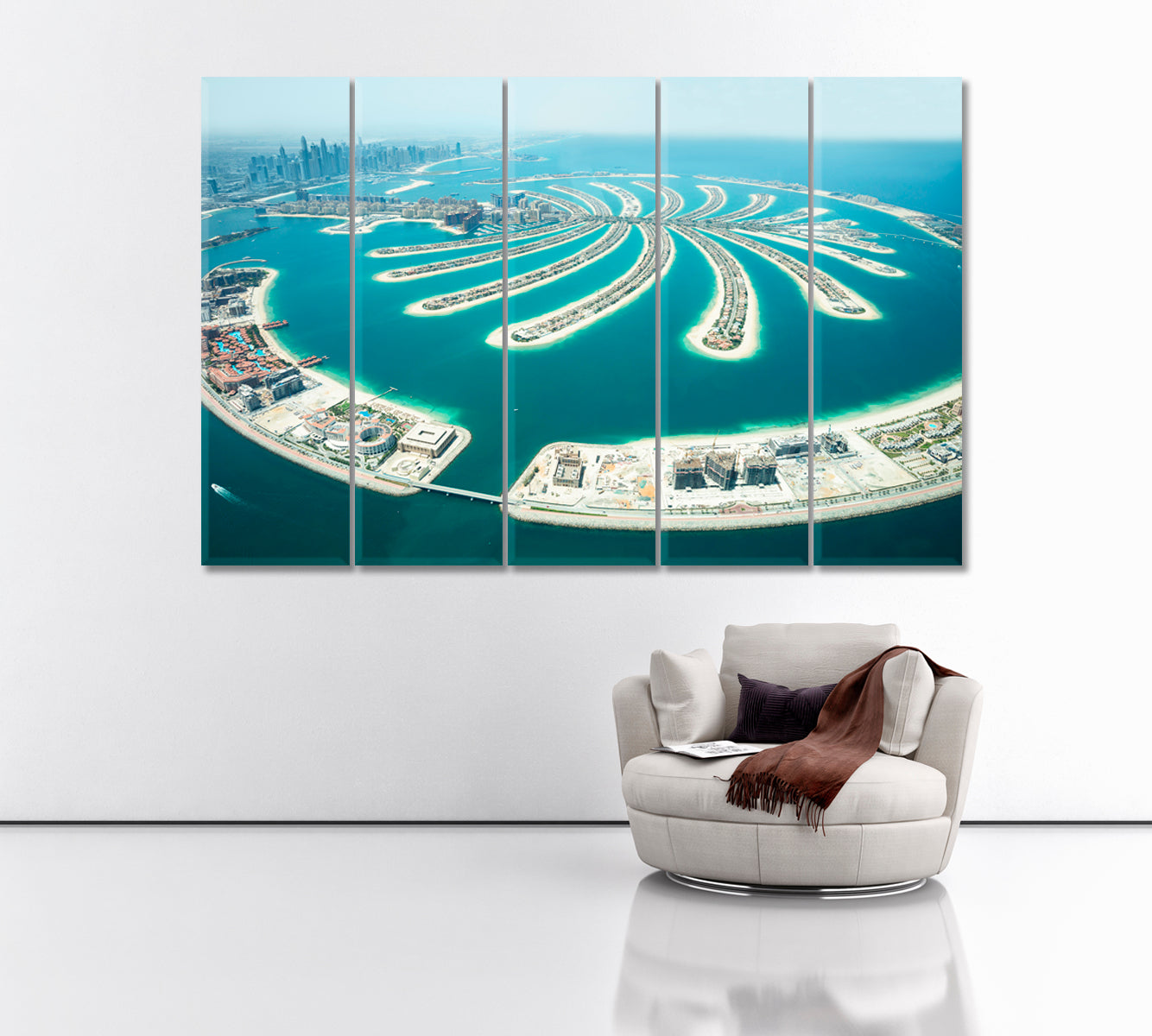 Jumeirah Palm Island Dubai Canvas Print ArtLexy 5 Panels 36"x24" inches 