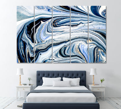 Abstract Liquid Swirls of Marble Canvas Print ArtLexy 5 Panels 36"x24" inches 