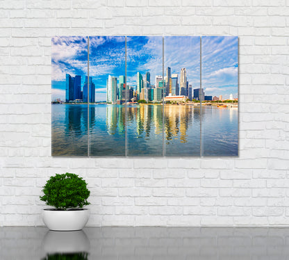 Skyline of Singapore Downtown Canvas Print ArtLexy 5 Panels 36"x24" inches 