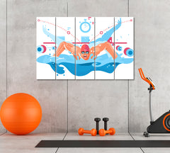 Professional Swimmer Canvas Print ArtLexy 5 Panels 36"x24" inches 