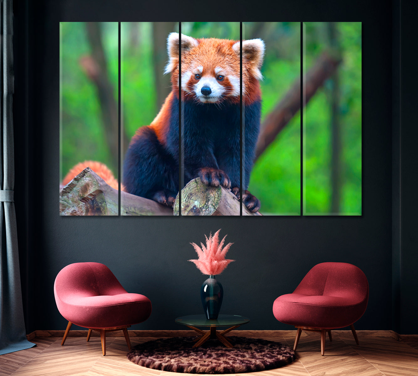 Red Panda Canvas Print ArtLexy 5 Panels 36"x24" inches 