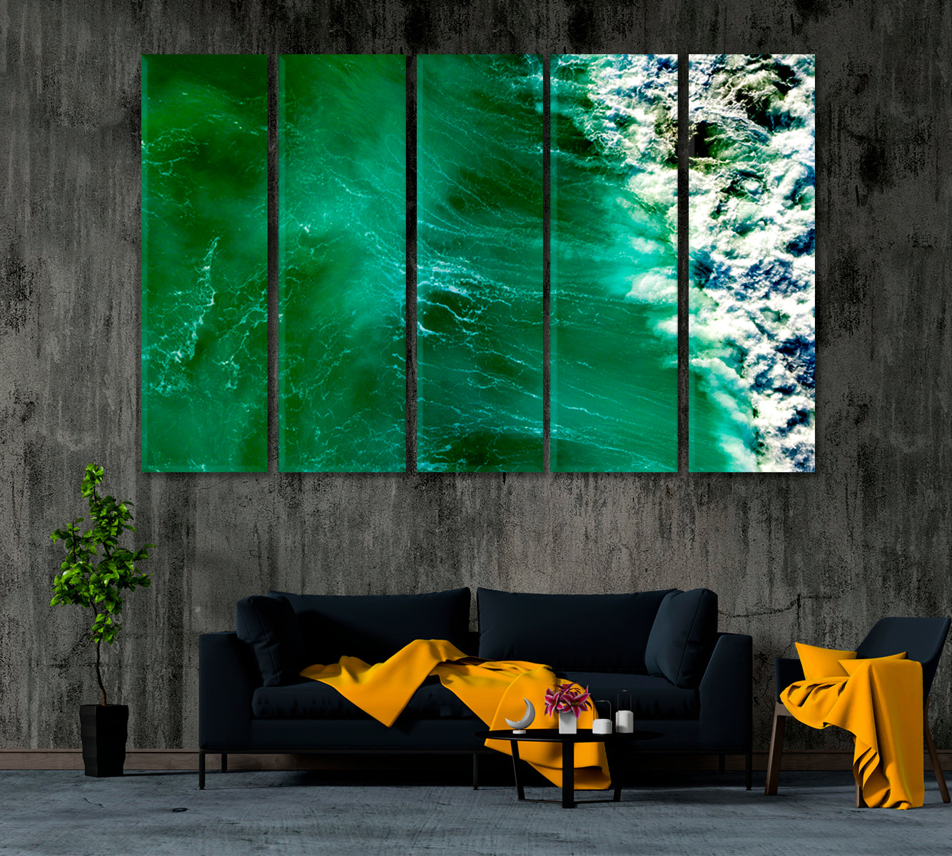 Beautiful Waves in Pacific Ocean Queensland Canvas Print ArtLexy 5 Panels 36"x24" inches 