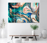 Luxury Wavy Marble Abstraction Canvas Print ArtLexy 5 Panels 36"x24" inches 