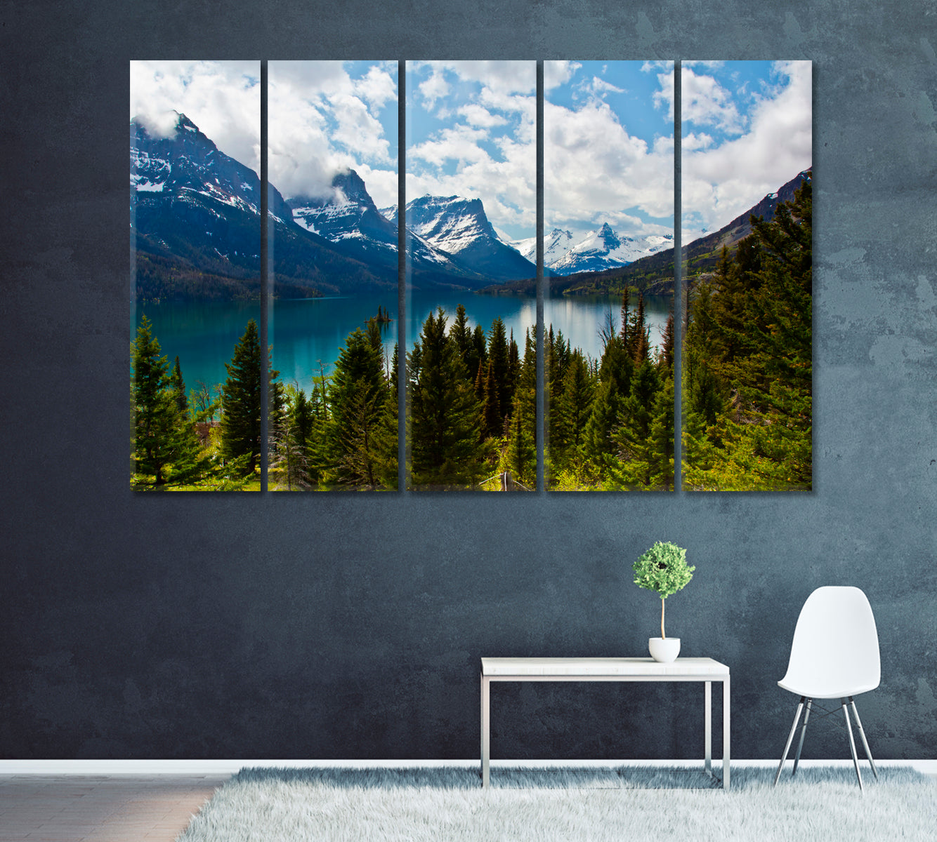 St Mary Lake in Glacier National Park Montana Canvas Print ArtLexy 5 Panels 36"x24" inches 