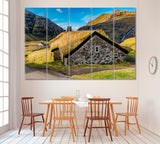 Saksun Village Faroe Islands Canvas Print ArtLexy 5 Panels 36"x24" inches 