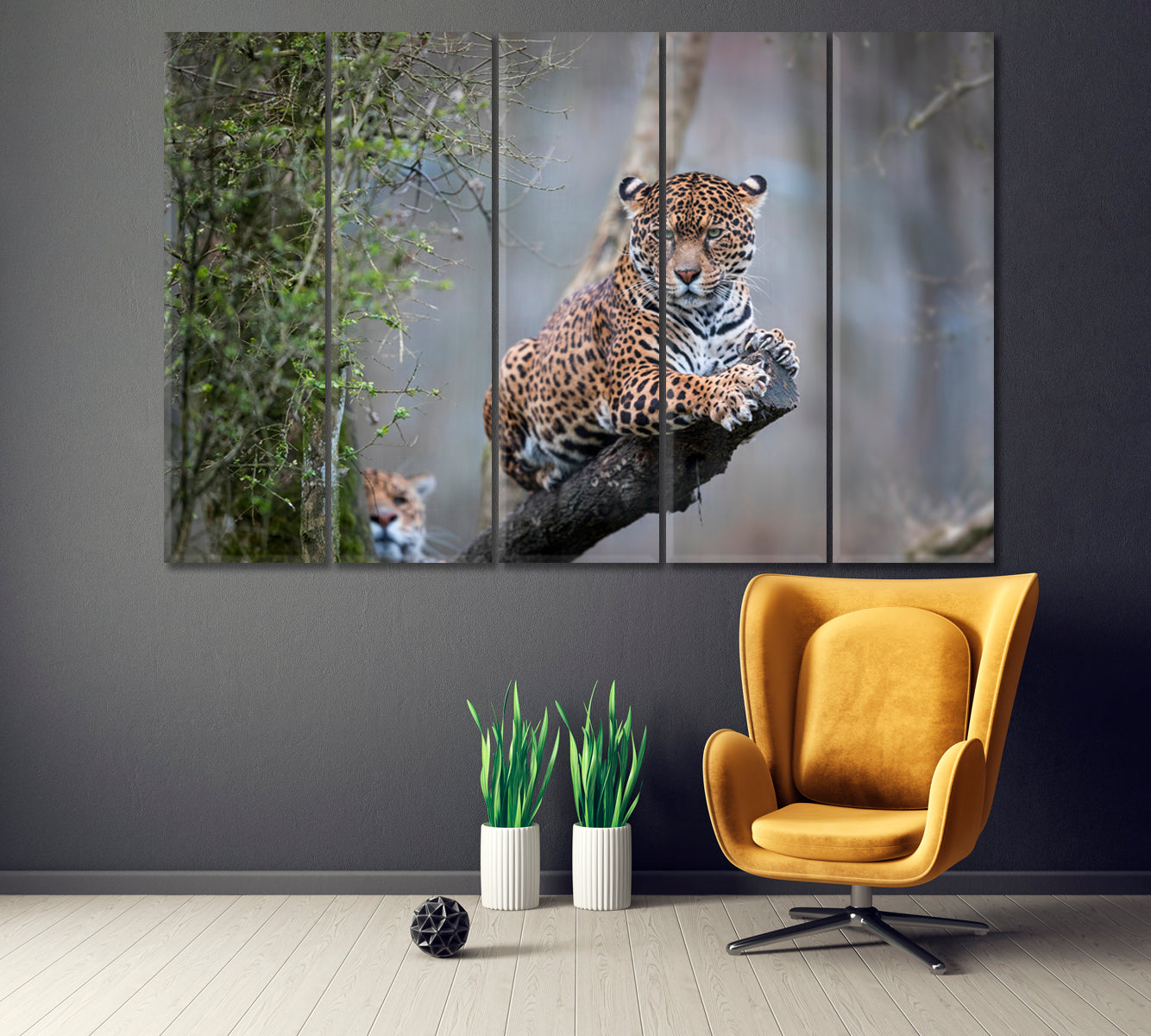 Angry Jaguar Canvas Print ArtLexy 5 Panels 36"x24" inches 