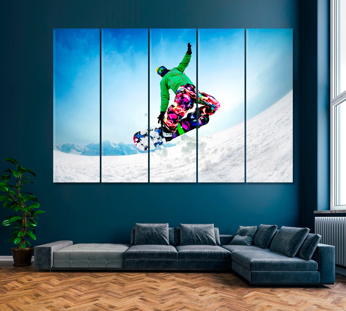 Snowboarder Canvas Print ArtLexy 5 Panels 36"x24" inches 