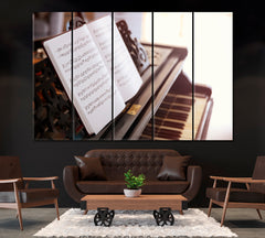 Music Sheets on Piano Canvas Print ArtLexy 5 Panels 36"x24" inches 