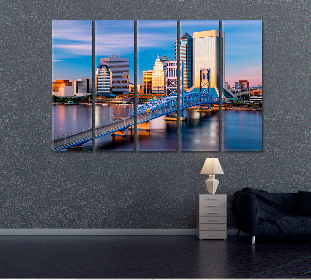 Jacksonville Skyline Canvas Print ArtLexy 5 Panels 36"x24" inches 