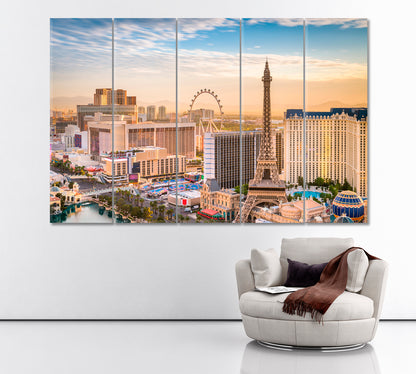 Las Vegas Skyline Canvas Print ArtLexy 5 Panels 36"x24" inches 