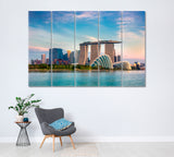 Singapore Financial District with Marina Bay Sands Canvas Print ArtLexy 5 Panels 36"x24" inches 