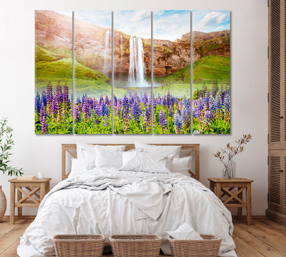 Seljalandsfoss Waterfall Iceland Canvas Print ArtLexy 5 Panels 36"x24" inches 