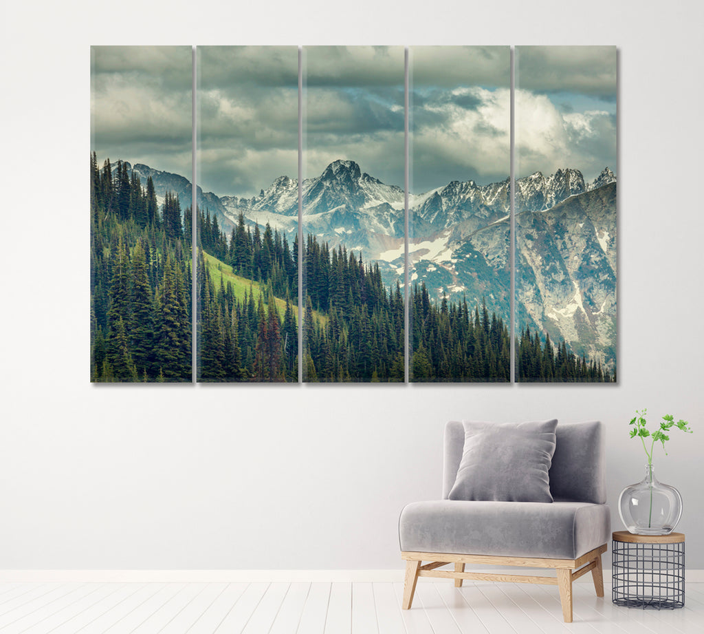 North Cascade Mountain Range Washington USA Canvas Print ArtLexy 5 Panels 36"x24" inches 