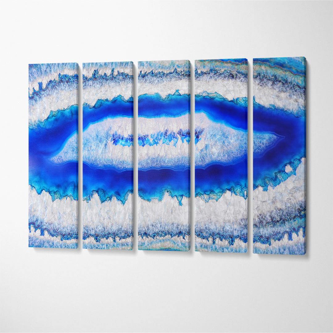 Natural Blue Agate Canvas Print ArtLexy 5 Panels 36"x24" inches 