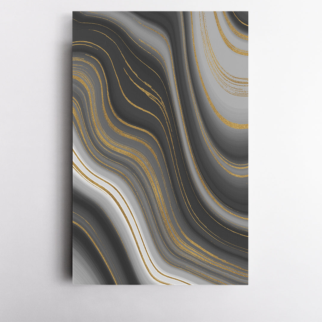 Set of 3 Modern Grey and Gold Marble Canvas Print ArtLexy   