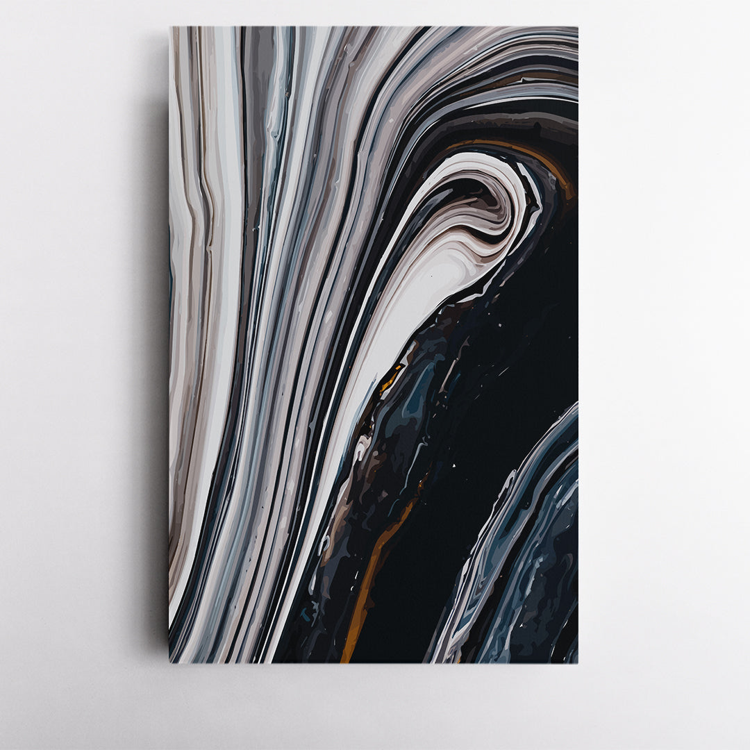 Set of 3 Trendy Abstract Navy Blue Fluid Marble Canvas Print ArtLexy   