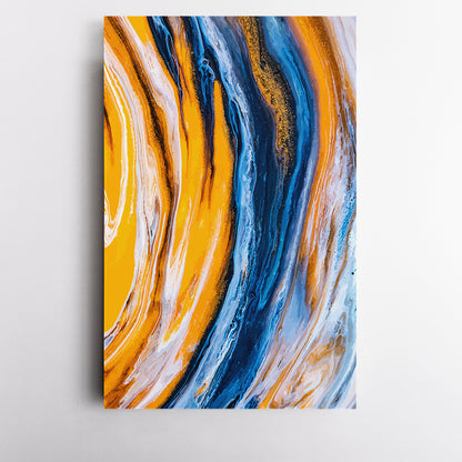 Set of 3 Bright Blue & Yellow Creative Swirls Patter Canvas Print ArtLexy   