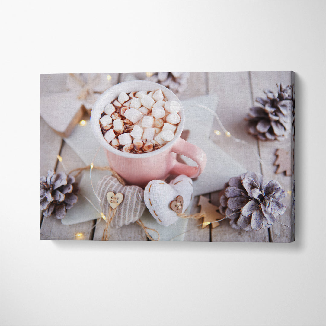 Cup of Chocolate with Marshmallows Canvas Print ArtLexy 1 Panel 24"x16" inches 