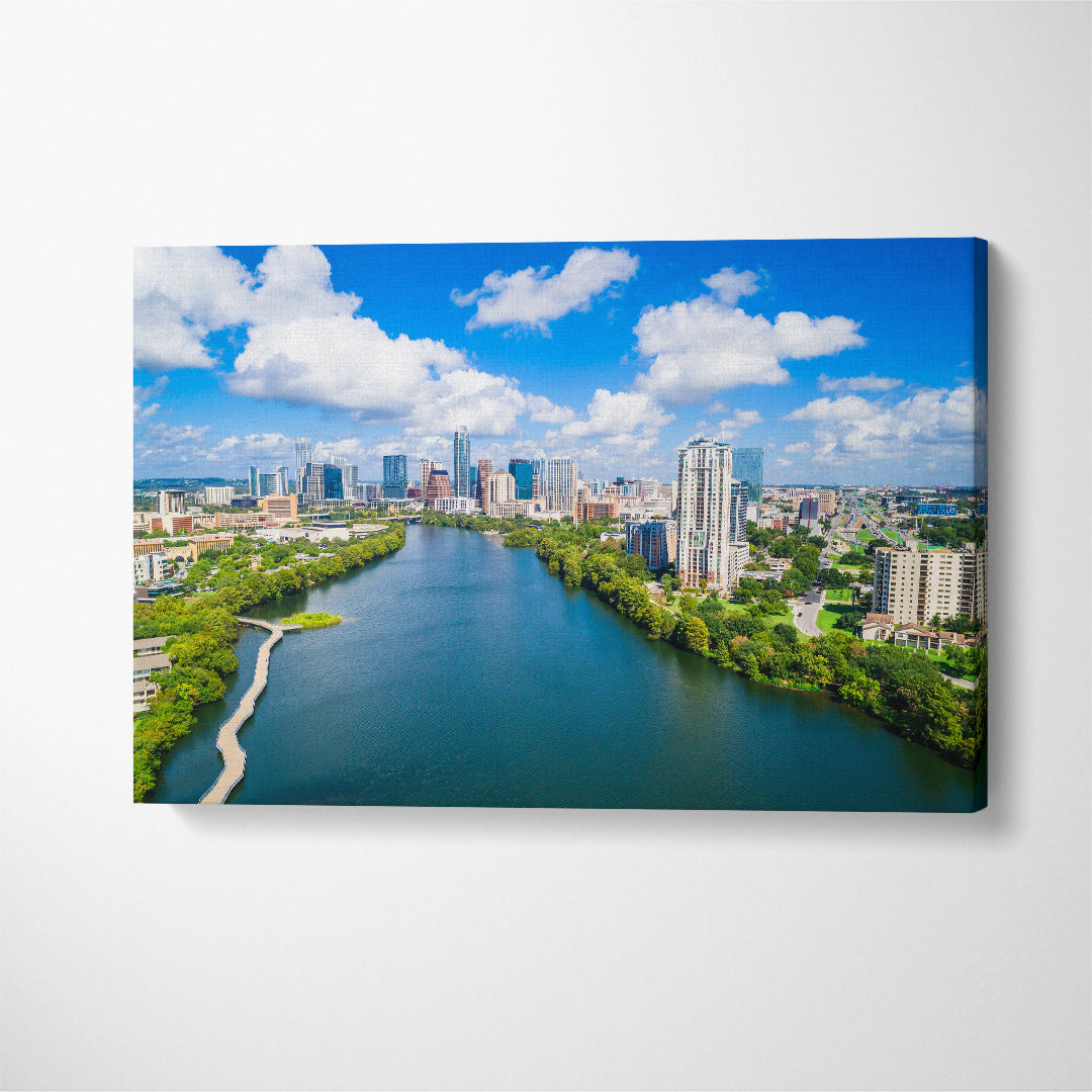 Austin Skyline with Lady Bird Lake Texas Canvas Print ArtLexy 1 Panel 24"x16" inches 