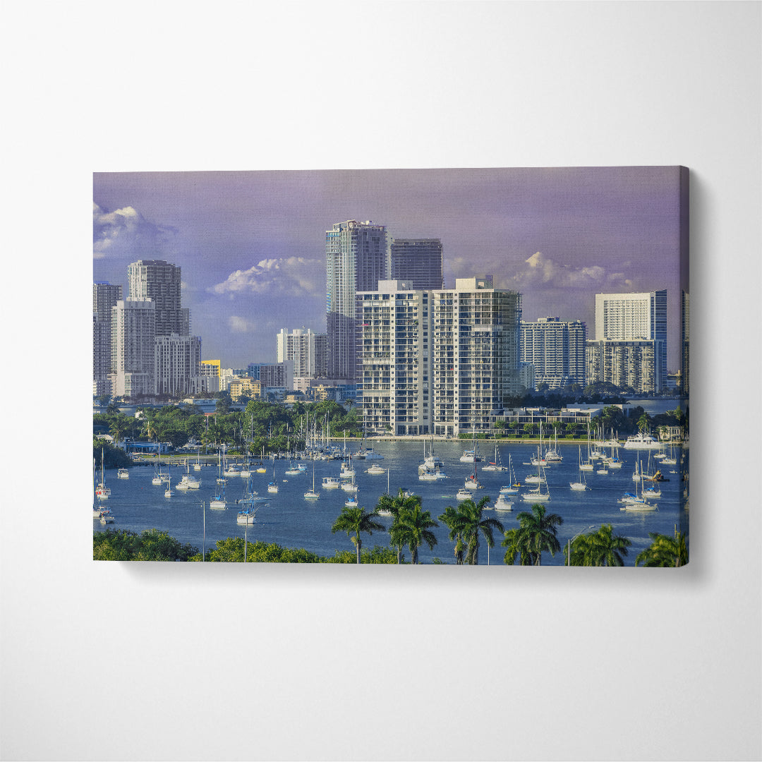 Port of Miami Florida US Canvas Print ArtLexy 1 Panel 24"x16" inches 