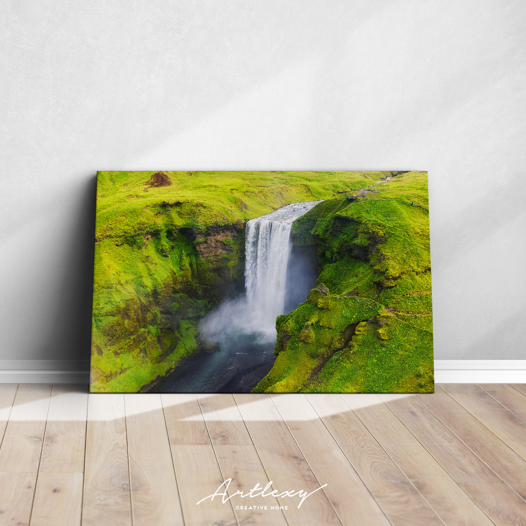 Iceland Landscape with Skogafoss Waterfall Canvas Print ArtLexy   
