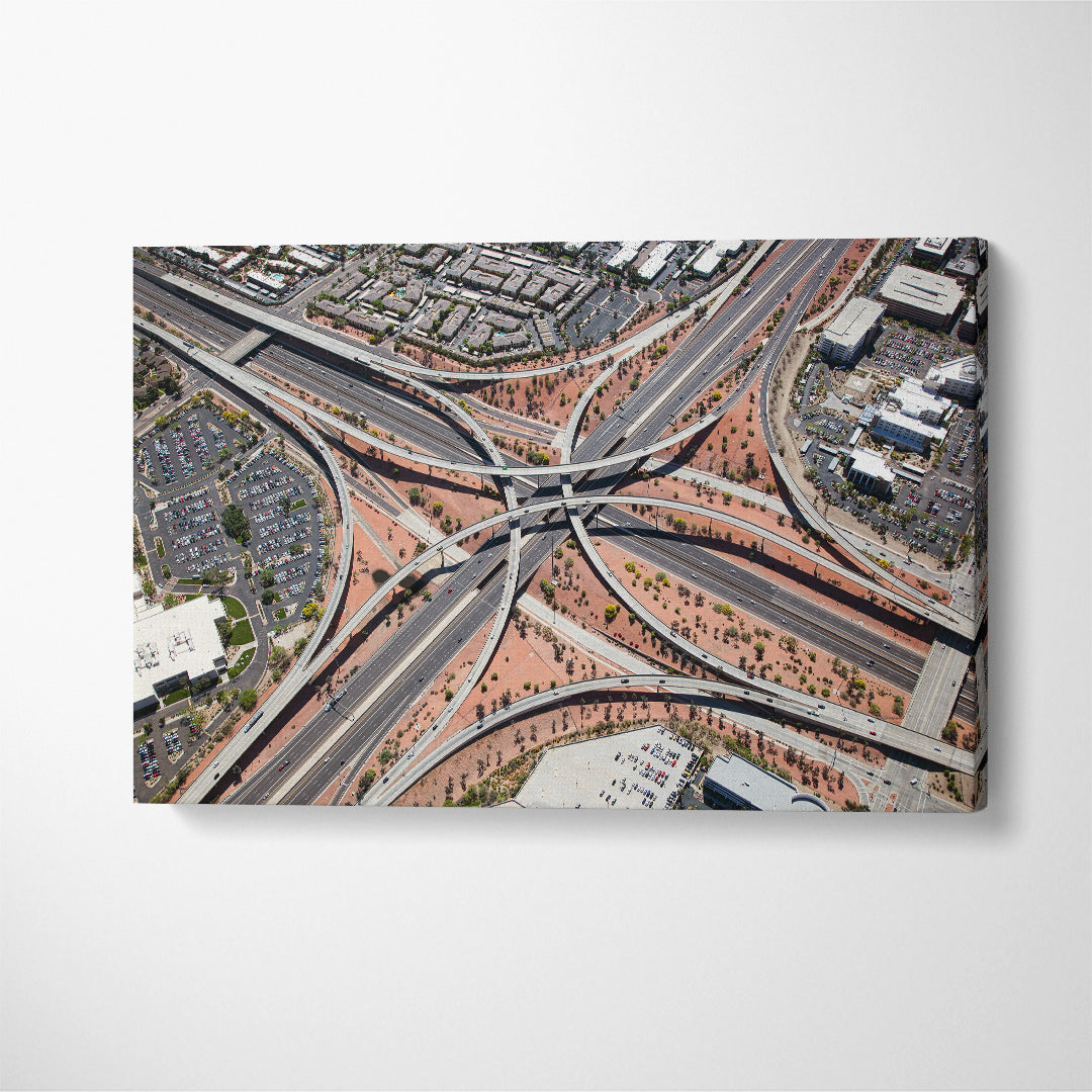 Loop 101 & I-17 Interchange Phoenix Arizona Canvas Print ArtLexy 1 Panel 24"x16" inches 