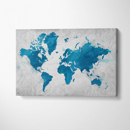 Modern Abstract Map of the World Canvas Print ArtLexy 1 Panel 24"x16" inches 