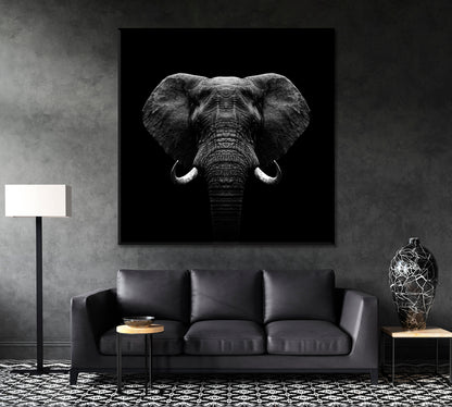 Elephant in Black and White Canvas Print ArtLexy   