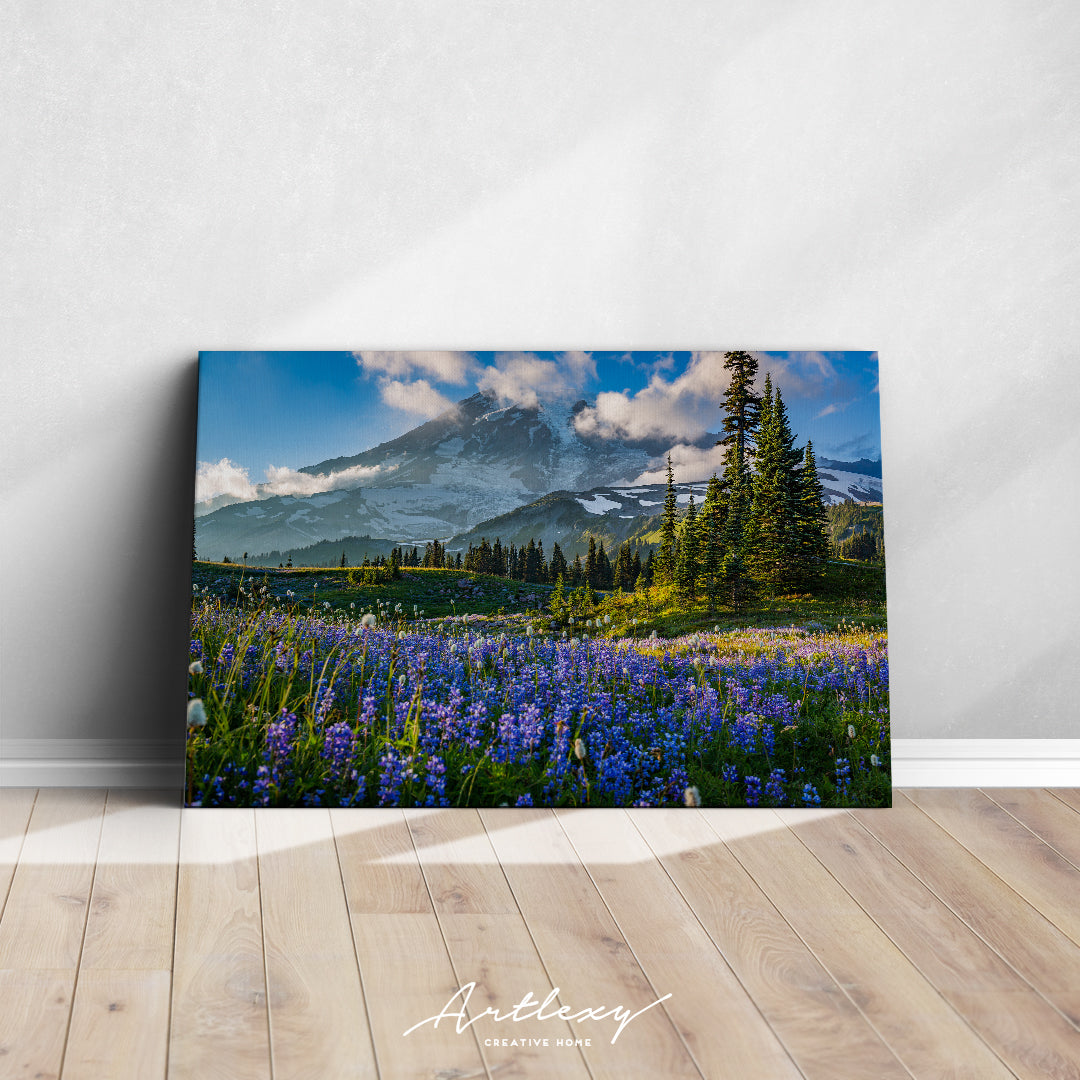 Mount Rainier with Wildflower Field Washington Canvas Print ArtLexy   