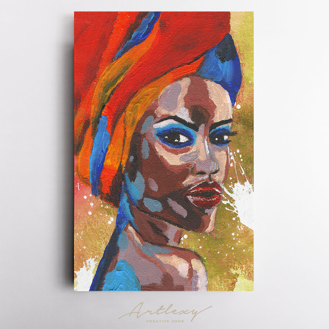 African Woman in Turban Pop Art Style Canvas Print ArtLexy   