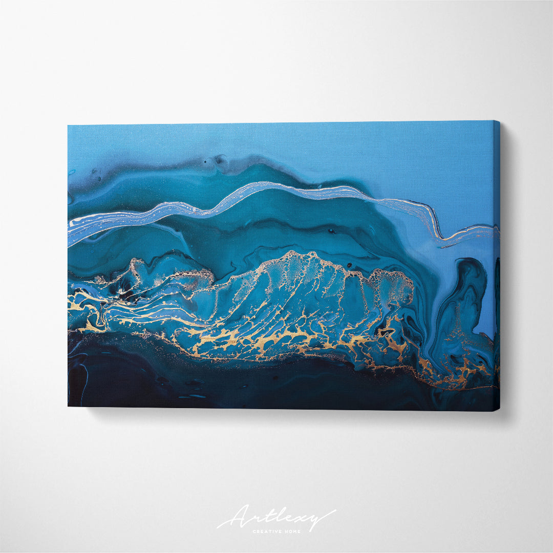 Abstract Ocean with Gold Waves Canvas Print ArtLexy   