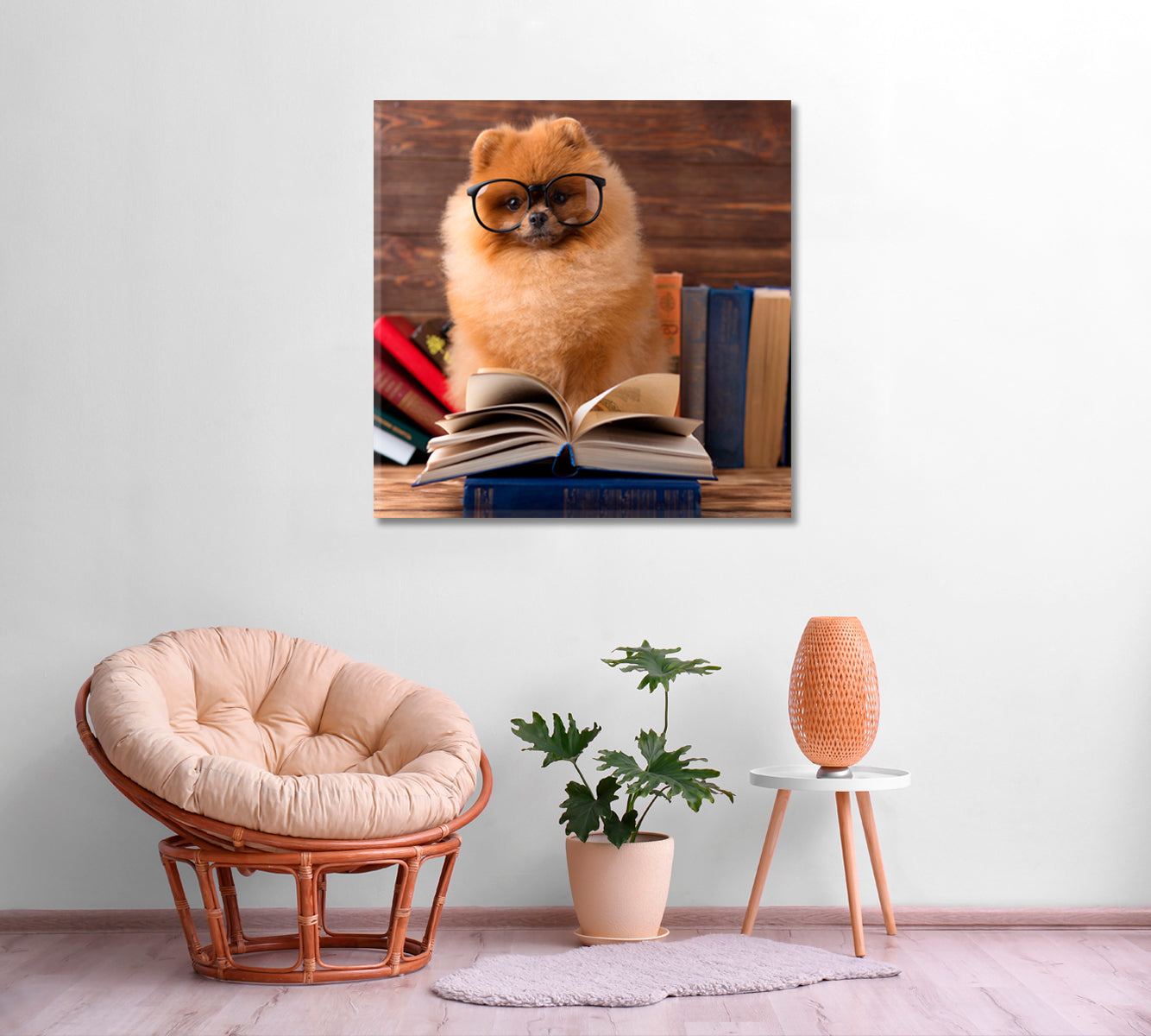 Cute Pomeranian Dog Read Book Canvas Print ArtLexy   