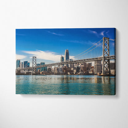 San Francisco and Oakland Bay Bridge Canvas Print ArtLexy 1 Panel 24"x16" inches 
