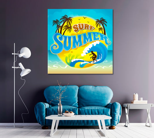 Summer Surf Canvas Print ArtLexy 1 Panel 12"x12" inches 