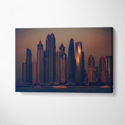 Modern Skyscrapers Dubai Cityscape Canvas Print ArtLexy 1 Panel 24"x16" inches 